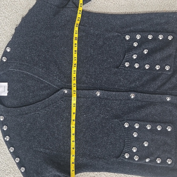 Cinq A Sept Embellished Studded Gray Cardigan Sweater Estimated M/L - Picture 7 of 12